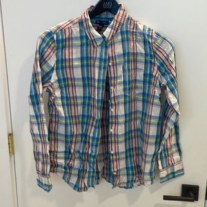 GAP Boyfriend Fit Medium Plaid Button Down Shirt